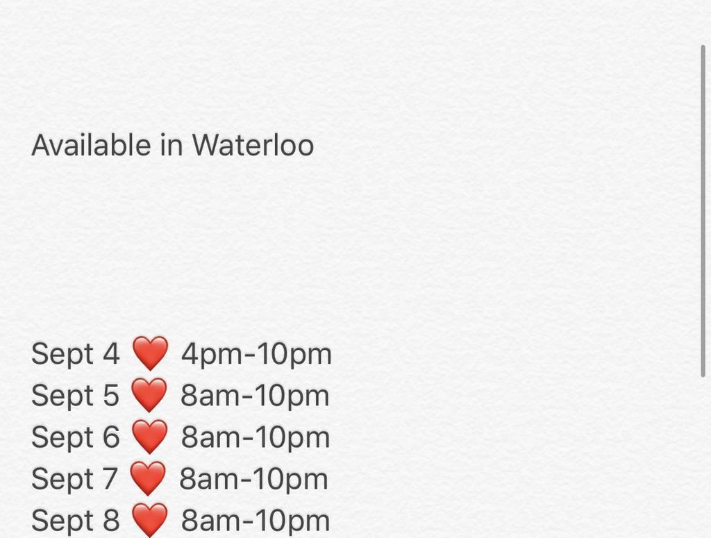 CARMAN Sept 4-10 WATERLOO CASH OR CREDIT